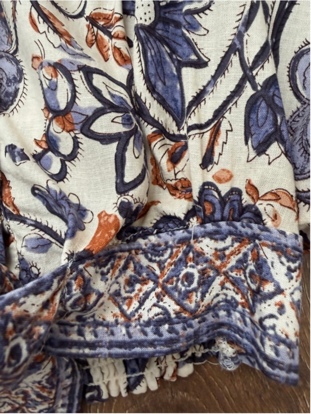 Nicole Miller Floral Paisley Linen Blend Blouse Size Small - Picture 7 of 10